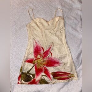 Floral Slip Dress with Pink Lily Design